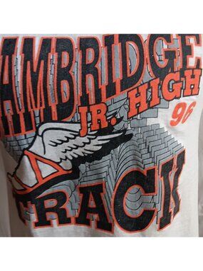 Single Stitch Small Vintage Mens T-shirt 1990s Cambridge Nebraska Jr. High Track